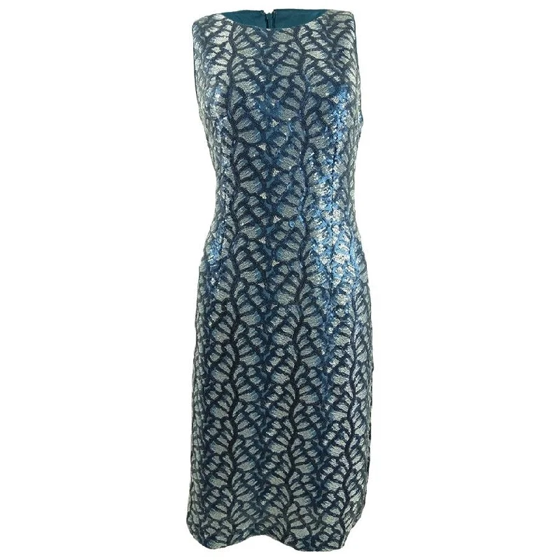Chic Women's Clothing for Work and Travel Tahari ASL Women's Sequin Sheath Dress (2, Teal Sequin)