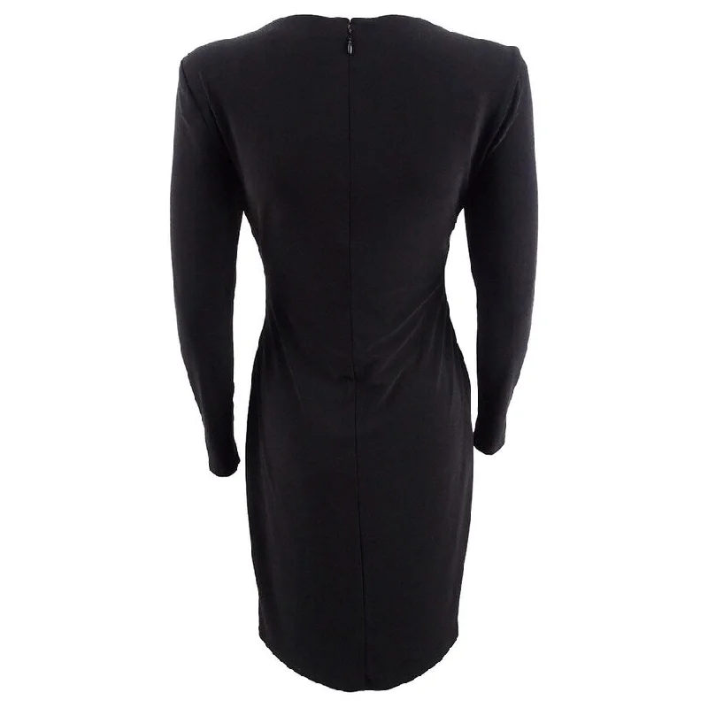 Women's Occasion Wear Clothes Lauren by Ralph Lauren Women's Sequined-Yoke Jersey Dress (10, Black)