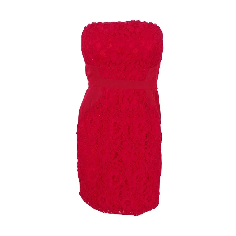 Women's Clothing With Trendy Designs As U Wish Juniors' Strapless Lace Trim Dress
