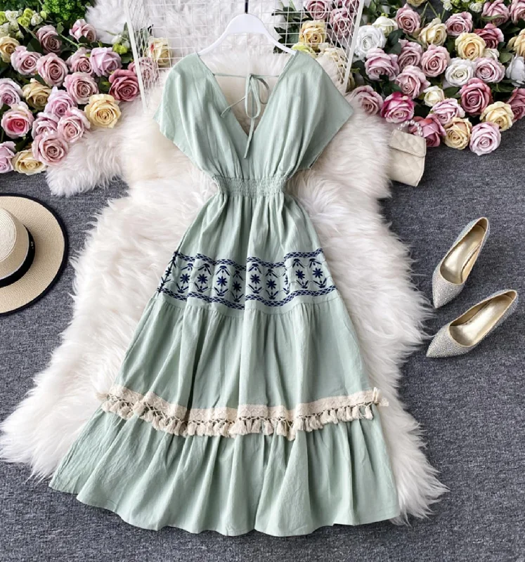 Versatile Women's Clothing for All Occasions Cute v neck short dress fashion dress  701