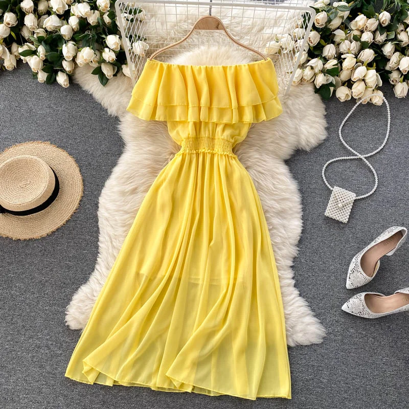 Affordable Women's Garments Cute chiffon A line dress fashion dress  637
