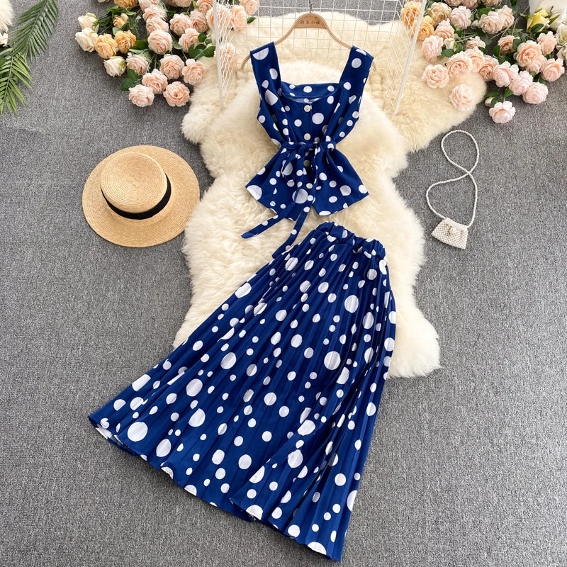 Big Sale Event Cute regular polka dot dress two pieces dress  575