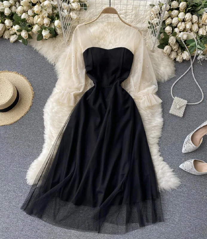 Latest Fashion Black A line tulle short dress fashion dress  732