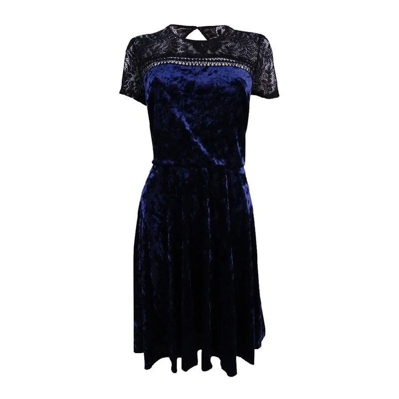 Vintage Fashion Sangria Women's Velvet Illusion Fit & Flare Dress