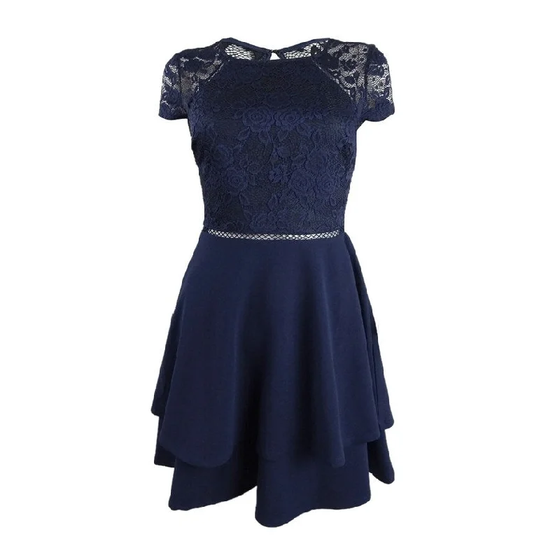 Women's Clothing City Studios Juniors' Lace-Sleeve Dress