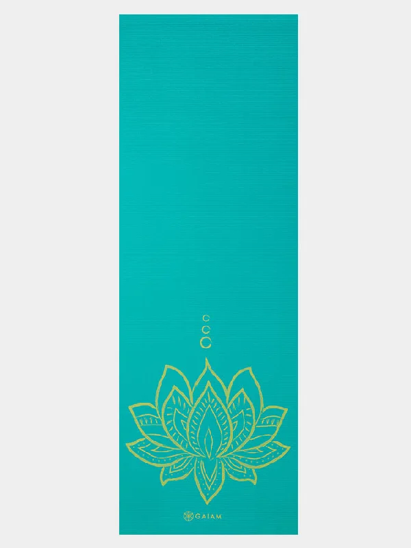 Essential Yoga Tools Now At Unbeatable Prices Gaiam Turquoise Premium Reversible Lotus Yoga Mat 6mm