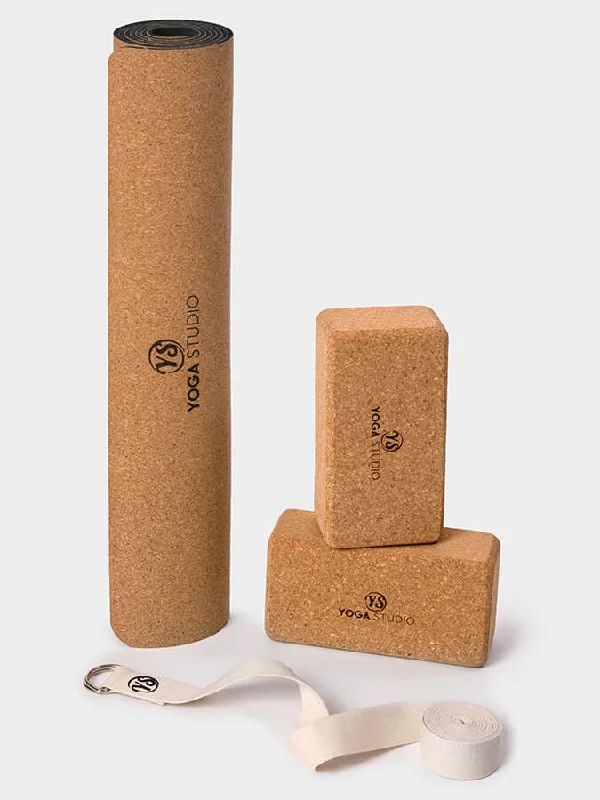 Stretch, Strengthen, And Save Today Yoga Studio Eco Starter Cork Yoga Set