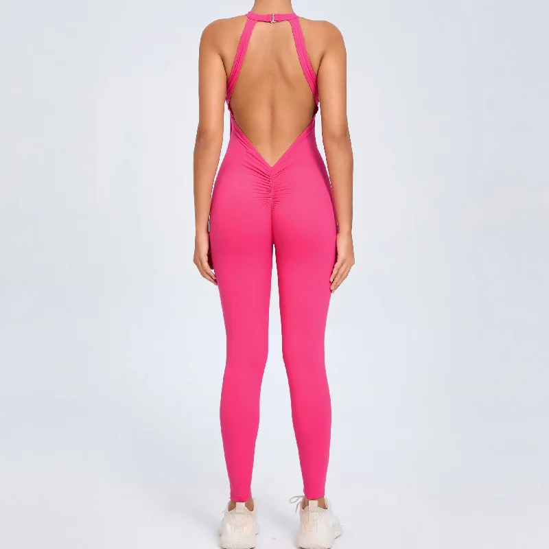 Yoga Wear At Unbeatable Prices Back clasp women's backless instant dry one-piece fitness jumpsuit