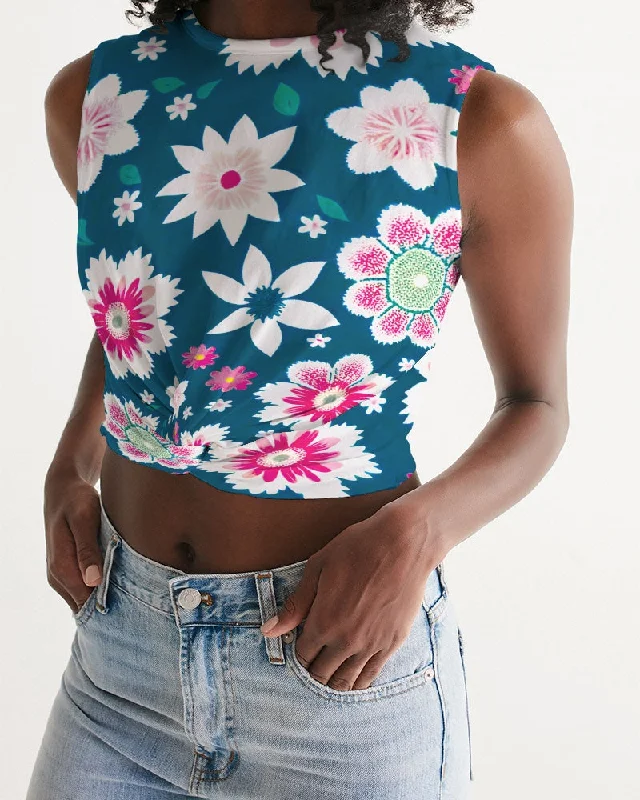 Find Balance In Stylish And Affordable Yoga Wear Beautiful floral pattern Women's  All-Over Print Twist-Front Tank