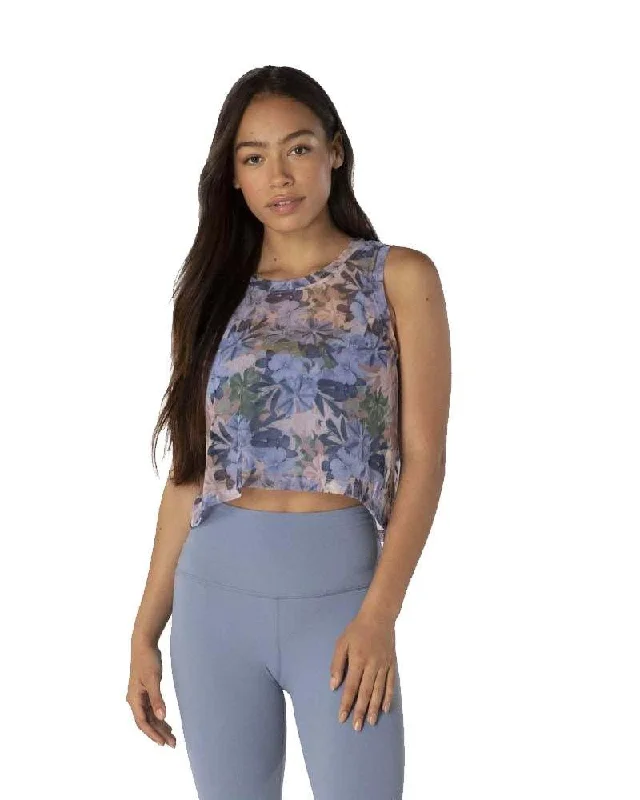 Limited-Time Savings On Yoga Leggings And Tops Botanical Bouquet Mesh Balanced Cropped Tank