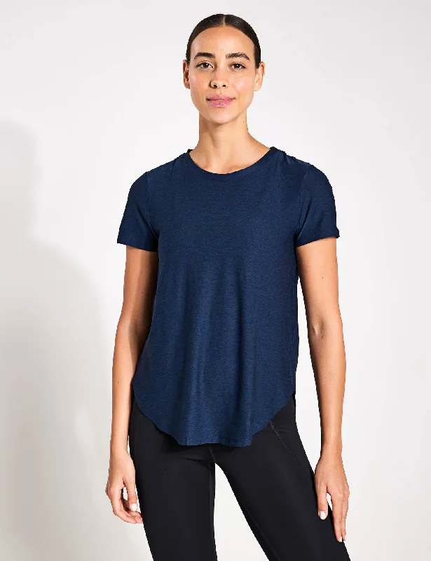 Soft, Stretchy, And Super Affordable Yoga Wear Featherweight On The Down Low Tee - Nocturnal Navy