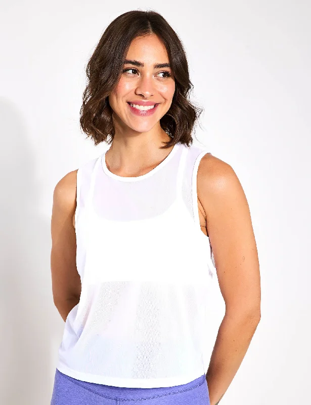 Premium Yoga Wear At Special Discounts Show Off Mesh Tank - White