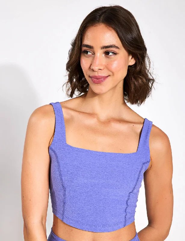 Affordable Activewear Designed For Movement Spacedye Make Plans High Cropped Tank - Indigo Heather