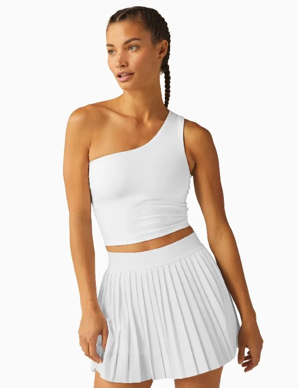 Stretch In Style With Budget-Friendly Yoga Wear Spacedye The Bold Shoulder Cropped Tank - Cloud White