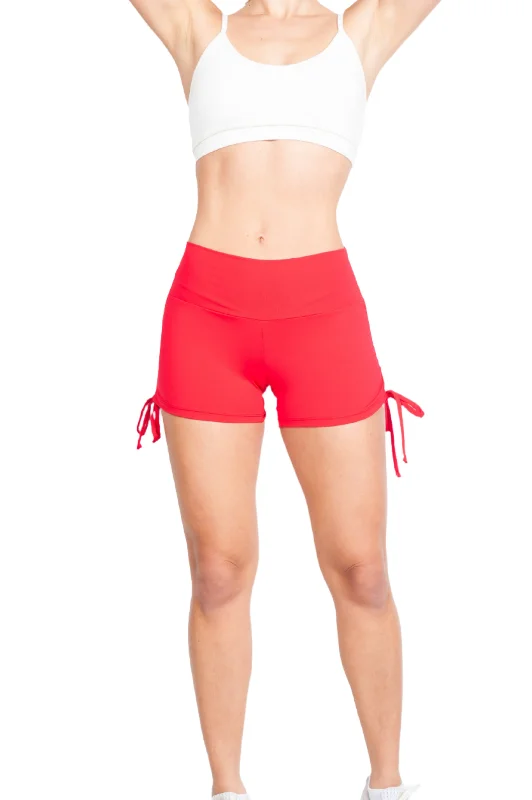 Find Your Perfect Fit With Discounted Yoga Outfits Bia Brazil Activewear Side Tie Shorts SH2473 Red
