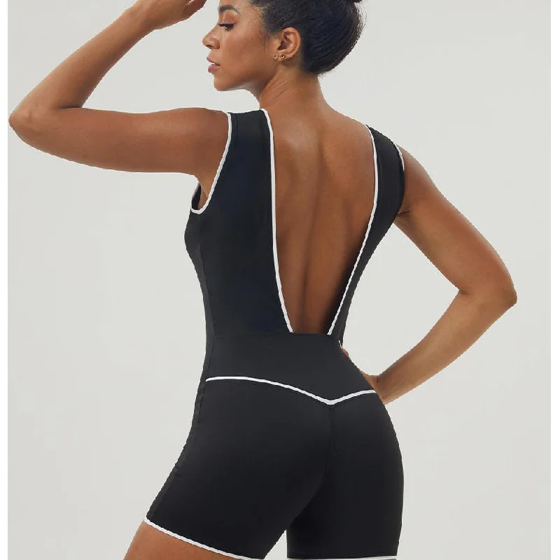 The Best Styles At The Best Prices Big backless color yoga jumpsuit V shape