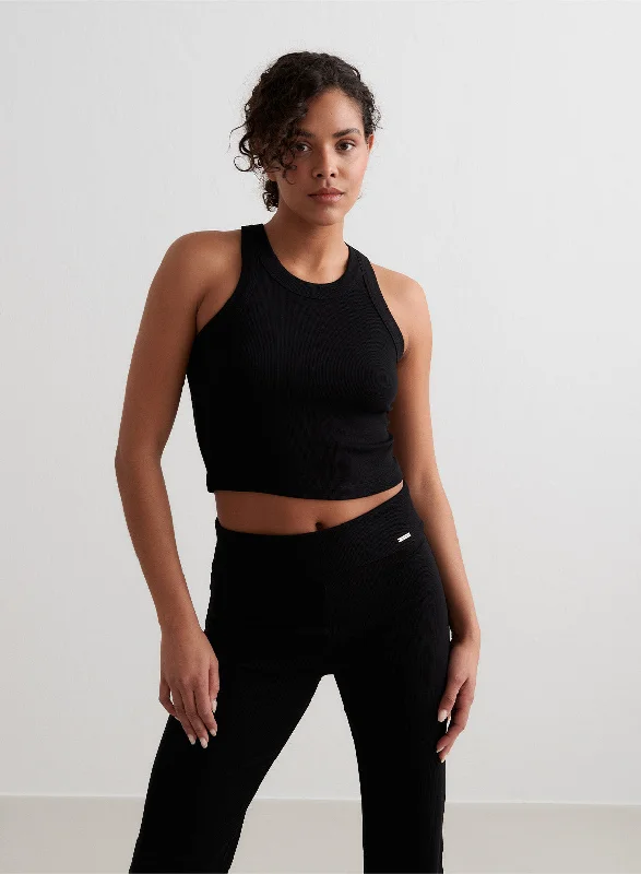 Fashionable Yoga Apparel Now On Sale Black Ease Ribbed Tank Top