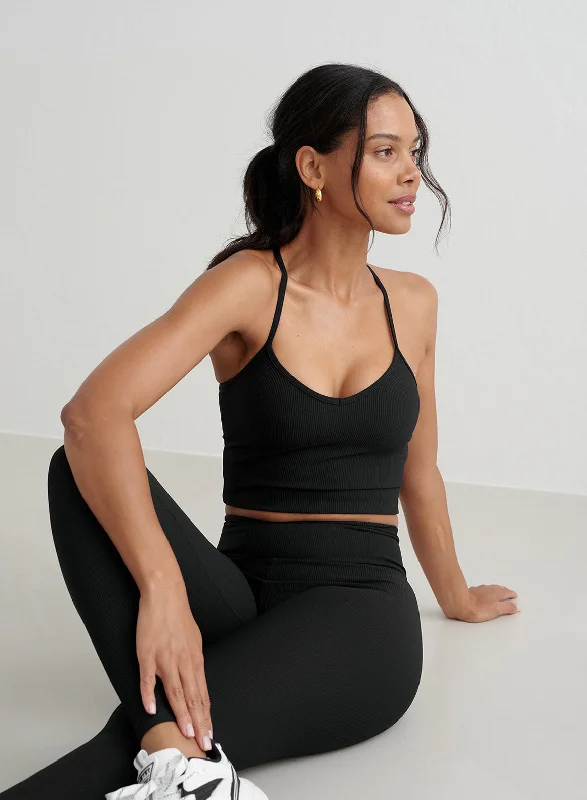 Yoga Wear At Unbeatable Prices Black Ribbed Performance Bralette