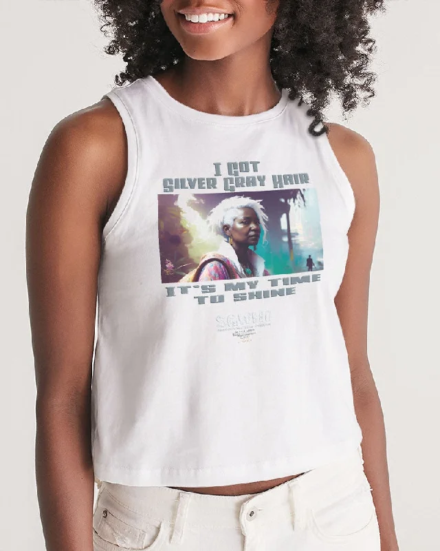 Flow In Comfort With Stylish Discounts Black sister time to shine Women's All-Over Print Cropped Tank