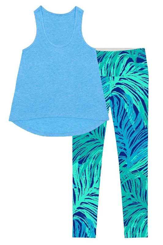 Fashionable Yoga Apparel Now On Sale Blue Tropical Dream Donna Set - Women