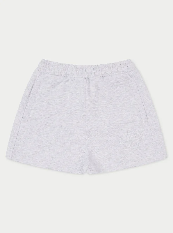 Soft, Stretchy, And Super Affordable Yoga Wear EMBLEM APPLIQUE JERSEY SHORTS - GREY MARL