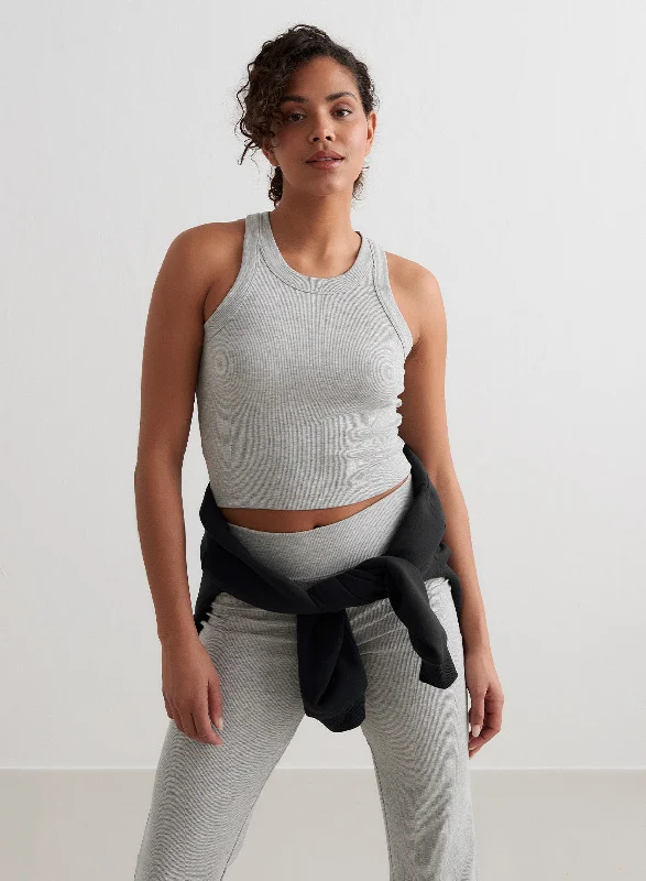 Yoga Wear At Unbeatable Prices Grey Melange Ease Ribbed Tank Top