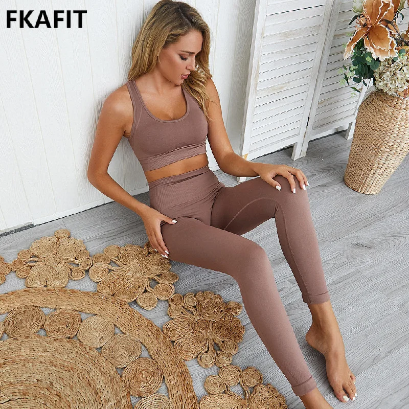 Comfortable, Stylish, And Now More Affordable Gym 2 Piece Set Workout Clothes For Women Yoga Set Solid Color Fitness Leggings Sportswear Woman Yoga Wear Sport Bra And Pants