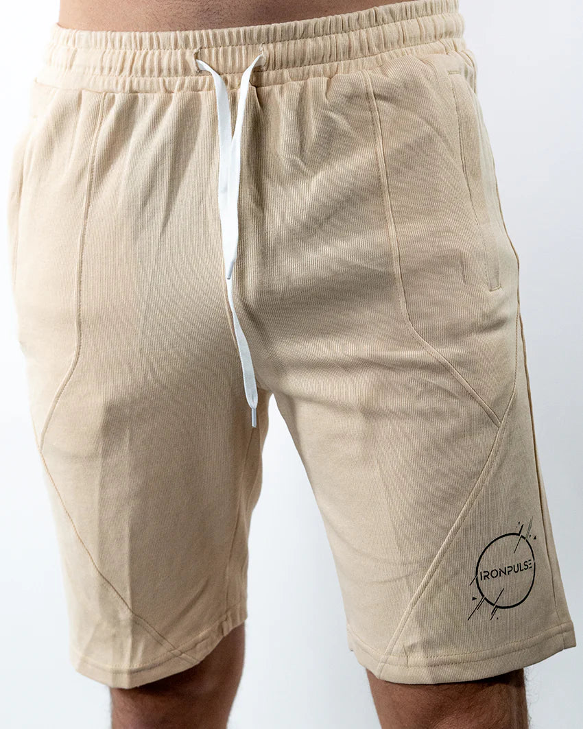 Limited-Time Sale On Stylish Yoga Apparel Iron Pulse Men's Cream Knit Everyday Shorts