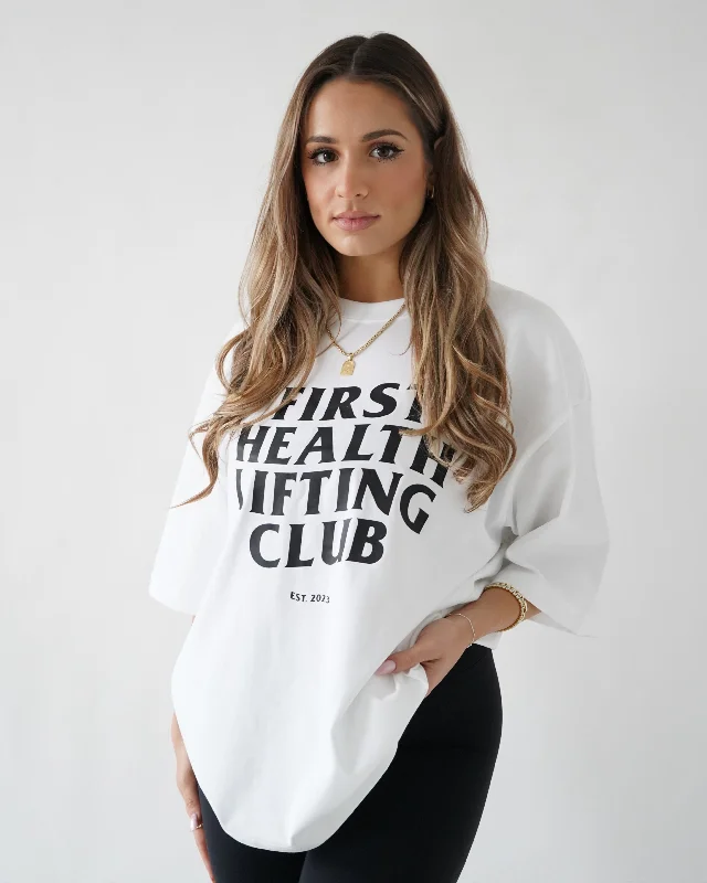 Breathe Easy In Comfortable Yoga Outfits Lifting Club Tee - White