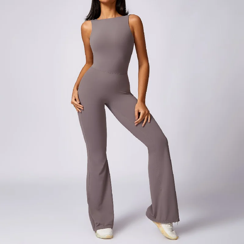 Shop High-Quality Yoga Apparel At Exclusive Discounts Flared trousers fitness beauty back yoga onesie 8668
