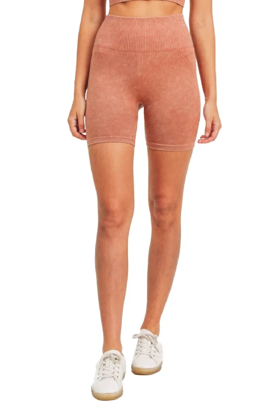 Fashionable Yoga Apparel Now On Sale Mono B APH3183 Multi-Ribbed Mineral-Washed Seamless Shorts APH3183