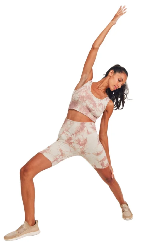 Find Balance In Stylish And Affordable Yoga Wear Mono B Ribbed Seamless Tie-Dyed Biker Shorts APH3170