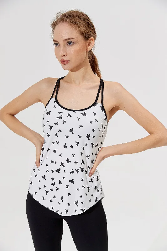 Stretch In Style With Budget-Friendly Yoga Wear Lace Tank Top Birds