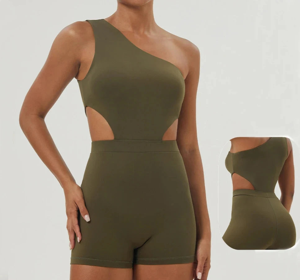 The Perfect Blend Of Comfort And Savings One Shoulder Gym Yoga  Jumpsuit