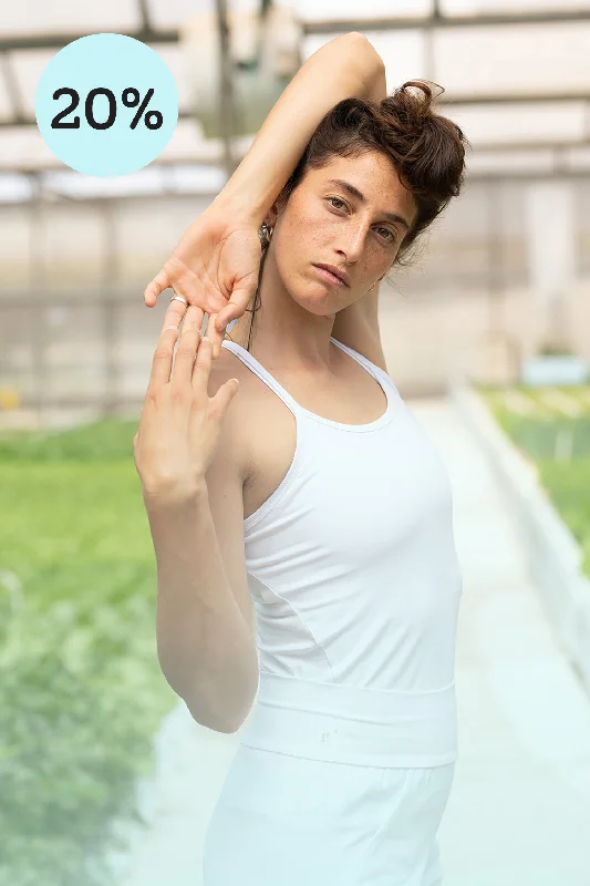 Stretch In Style With Budget-Friendly Yoga Wear Organic Cotton Pure White Criss Cross Yoga Tank Top