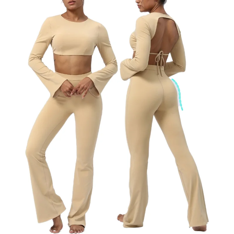 Look Good, Feel Good, And Save Big Quick drying naked backless fitness two-piece bell bottoms 5 colors