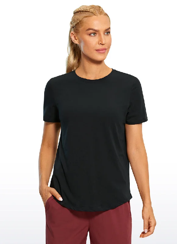 Master Every Pose With Premium Yoga Wear Deals Pima Cotton Short Sleeves Round Neck