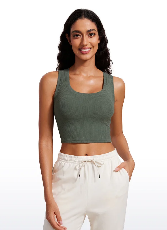 High-Quality Yoga Clothing At Budget-Friendly Prices Ribbed Cropped Length Scoop Neck Tank