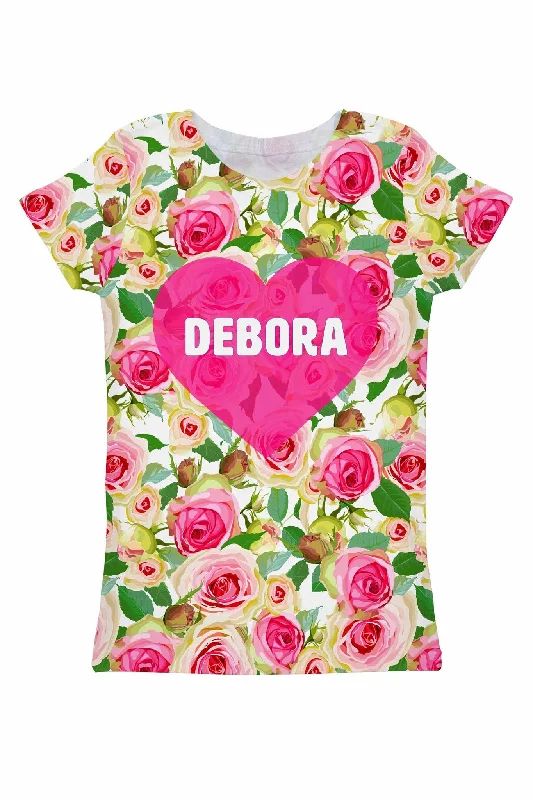 Look And Feel Your Best With Discounted Yoga Clothing Rosarium Customized NAME Zoe Floral T-Shirt - Women