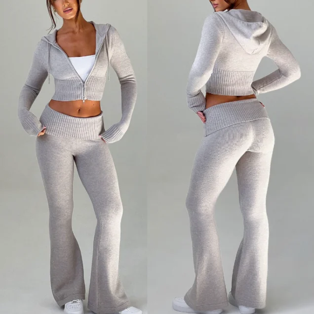 Flexibility Meets Affordability In Our Yoga Wear Sale Short hooded top casual pants set of two