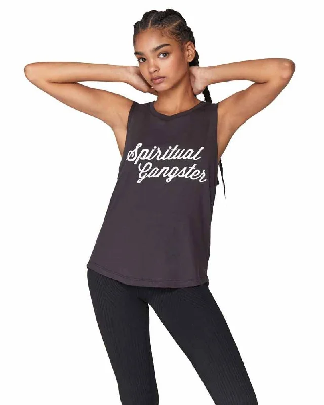 Affordable Yoga Fashion For Every Pose SG Script Muscle Tank