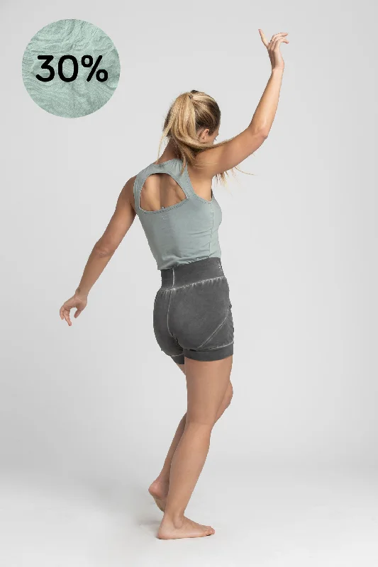 Stretch, Move, And Save On Yoga Clothing Stonewash Half Moon Open Back Tank Top