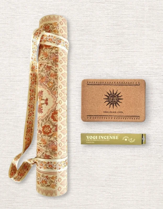 Strengthen Your Practice, Lower Your Costs 4mm Yoga Pack - Sunray  Yoga Mat + Block + Strap + Incense
