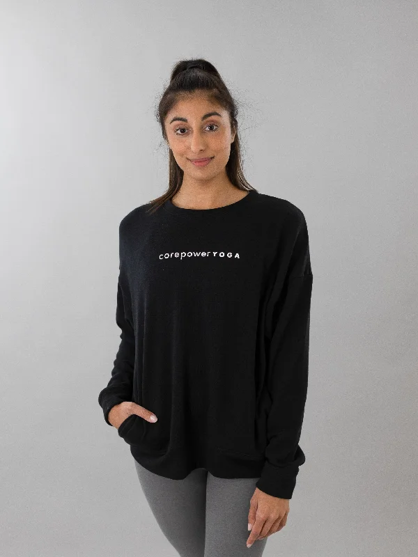 Stretch In Style With Budget-Friendly Yoga Wear CorePower Yoga Black Sweatshirt