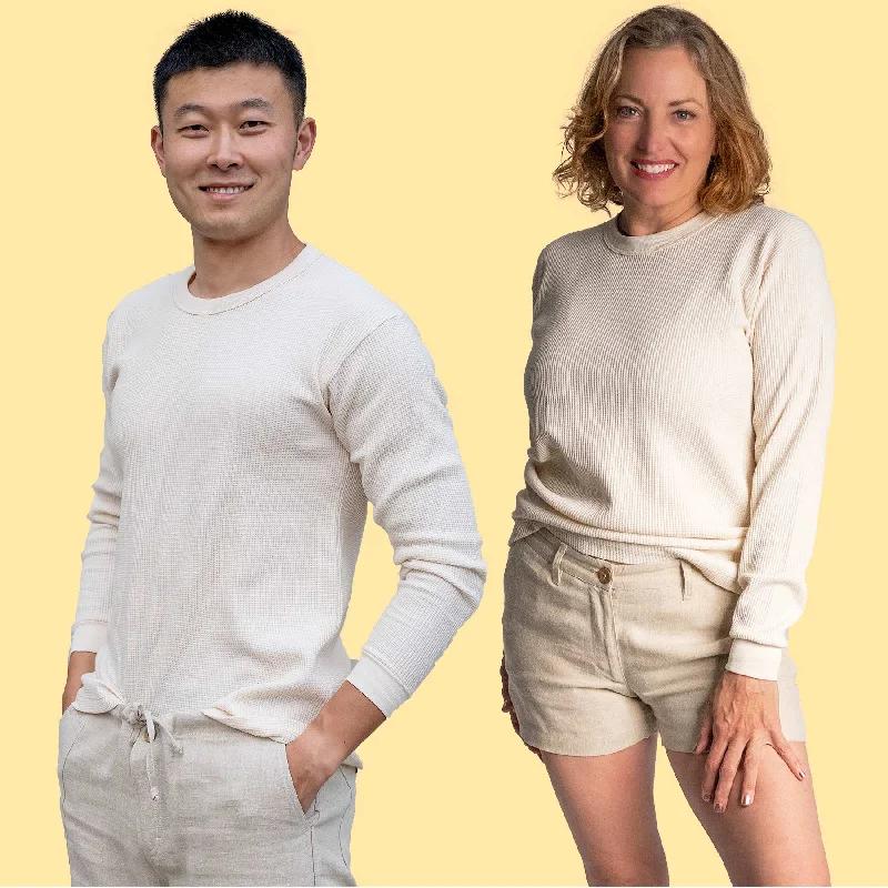 The Best Yoga Wear At The Best Prices TACOMA 100% Organic Cotton Waffle Knit Long-Sleeve Pullover (Grown & Made USA)