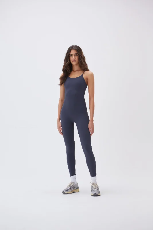 Affordable Yoga Fashion For Every Pose Ultimate Strappy Full Length Unitard - Midnight Blue