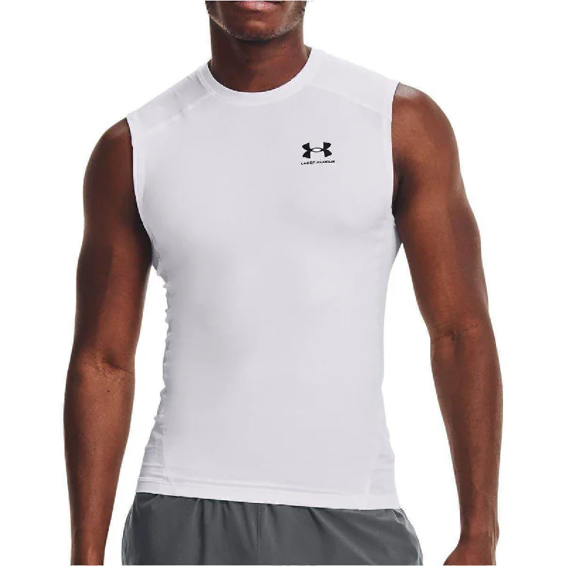 Namaste And Save On Yoga Apparel Under Armour HeatGear Armour Mens Sleeveless Compression Top - White