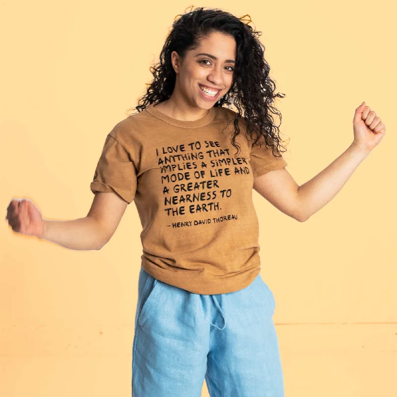Don't Miss Out On Premium Yoga Wear Deals SONOMA Printed 100% Organic Cotton T-shirt (Grown & Made in USA) (Unisex) - Thoreau