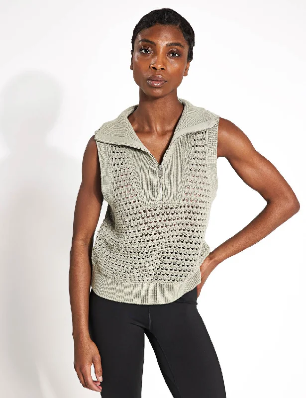 Shop High-Quality Yoga Apparel At Exclusive Discounts Bains Half Zip Tank - Seagrass