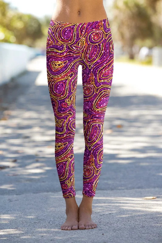 Namaste And Save On Yoga Apparel Vibrant Galaxy Lucy Printed Performance Leggings - Women